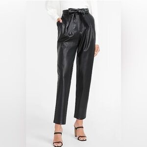Express Ankle High Rise Faux Leather pants with belt